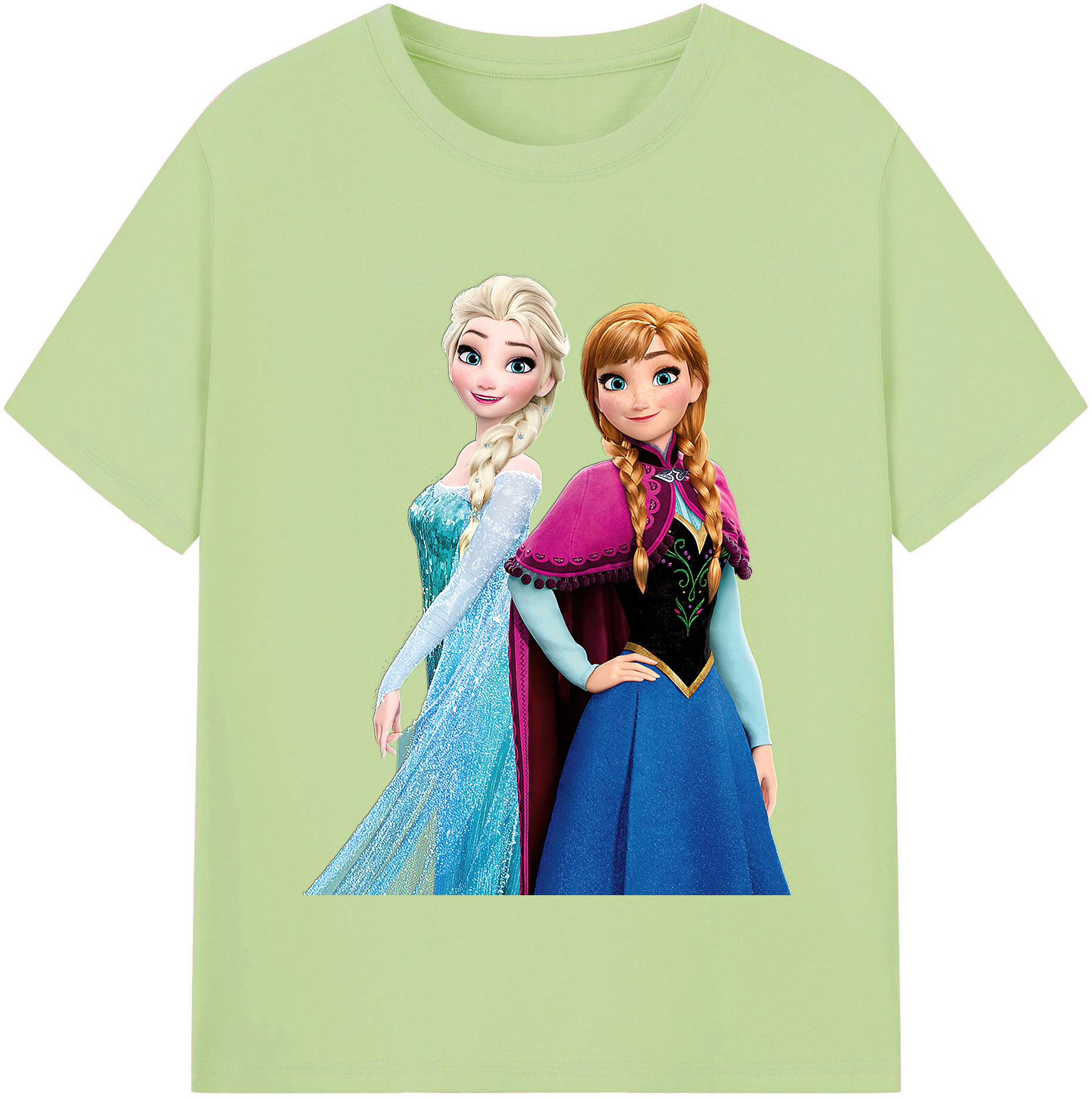 （画像用） アナと雪の女王 アンナ エルサ Frozen Anna Elsa 綿100％半袖Tシャツ（フロントプリント）